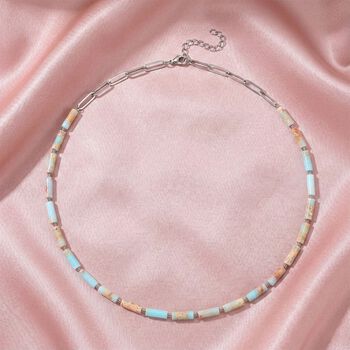 Jade Halskette ca. 50 cm + 5 cm Extender, 316L Edelstahl ca. 62.50 ct