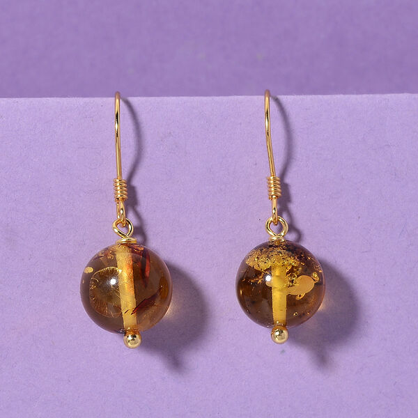 D'Joy Nat&uuml;rlicher Baltischer Bernstein Ohrringe 925 Silber Vergoldet image number 1