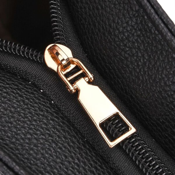 Crossbody-Tasche mit Steppmuster und Schultergurt, 3 Reißverschlussfächer, 21x13x7,5cm, Schwarz image number 6