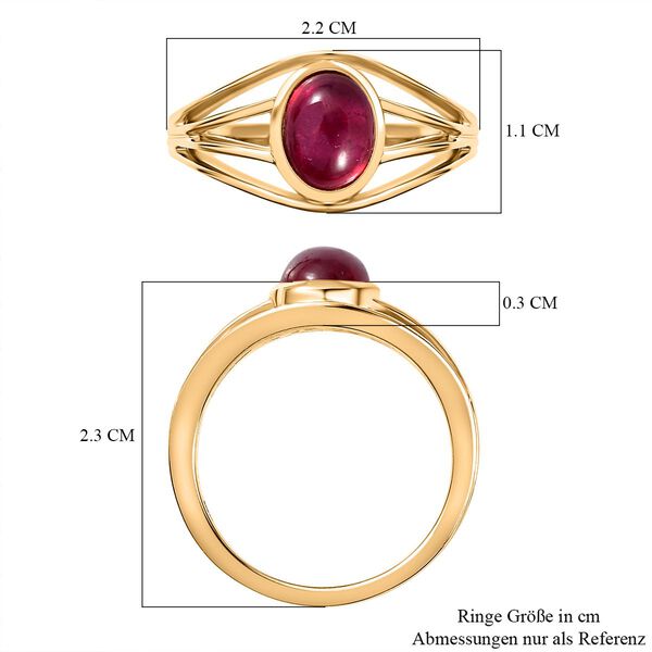 AA Afrikanischer Rubin (Fissure gef&uuml;llt) Ring 925 Silber 750 Gelb Vermeil (Gr&ouml;&szlig;e 17.00) ca. 2,05 ct image number 7