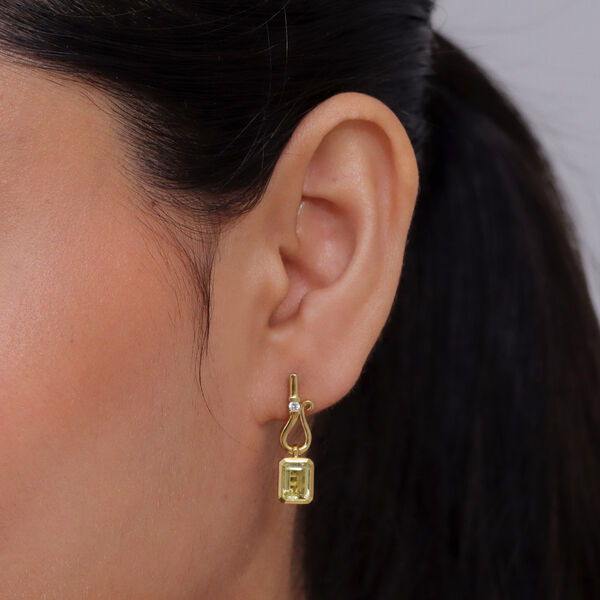 D'Joy AAA Ouro Verde-Quarz, Wei&szlig;er Zirkon Ohrringe 925 Silber 750 Vergoldet ca. 2,11 ct. image number 2