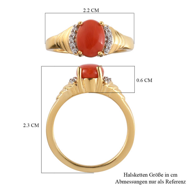 Korallen- und Zirkon-Ring, 925 Silber vergoldet  ca. 1,33 ct image number 6