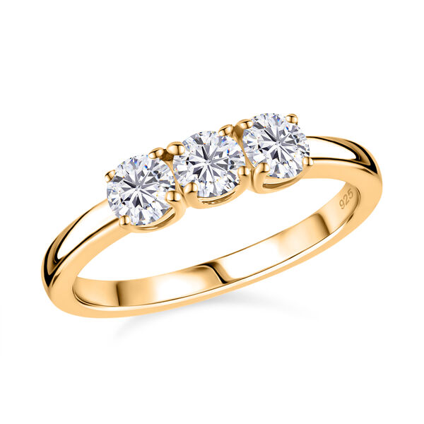 Moissanit Ring, 925 Silber vergoldet - 0,68 ct. image number 3