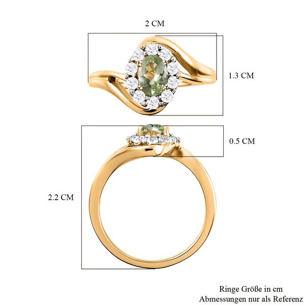 Natürlicher Merelani Mint-Granat und weißer Zirkon-Ring, 925 Silber Gelbgold Vermeil, ca. 0.97 ct image number 7