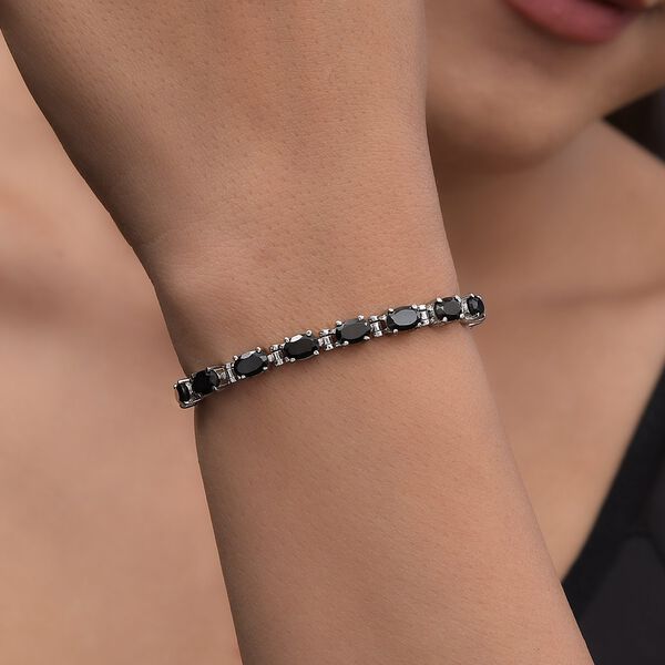 Schwarzes Spinell-Armband, ca. 19 cm, Edelstahl ca. 5.78 ct image number 3