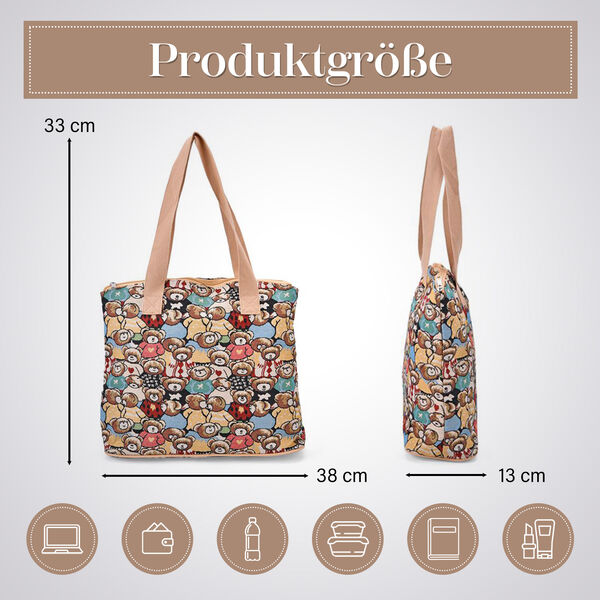 Vielseitige Tragetasche mit Teddybär-Muster, 38x13x33cm image number 5