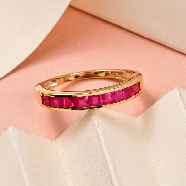 Afrikanischer Rubin-Ring, (Fissure gef&uuml;llt), 925 Silber vergoldet (Gr&ouml;&szlig;e 21.00) ca. 1,33 ct image number 2