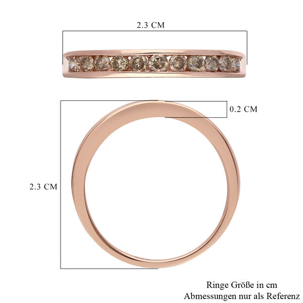 Natürliche Champagner Diamant zertifiziert I2-I3 Half Eternity Ring 375 Rose Gold image number 6