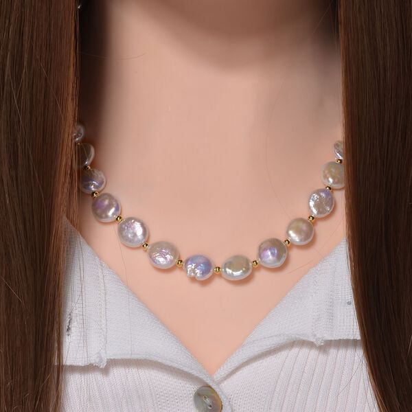 11-12mm weiße Süßwasserperlen-Halskette, 50cm - 170 ct. image number 2