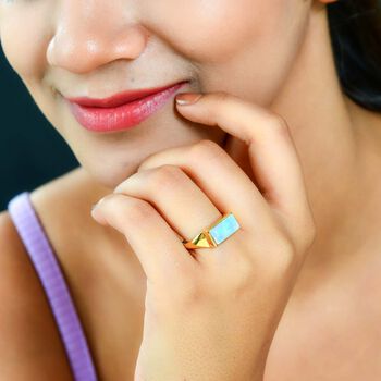 Nat&uuml;rlicher, &auml;thiopischer Welo Opal Ring, 925 Silber Gelbgold Vermeil (Gr&ouml;&szlig;e 20.00) ca. 1.65 ct