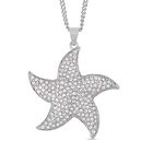 Ozean Seestern Charme - weißer und schwarzer Kristall Anhänger mit Kette, silberfarben