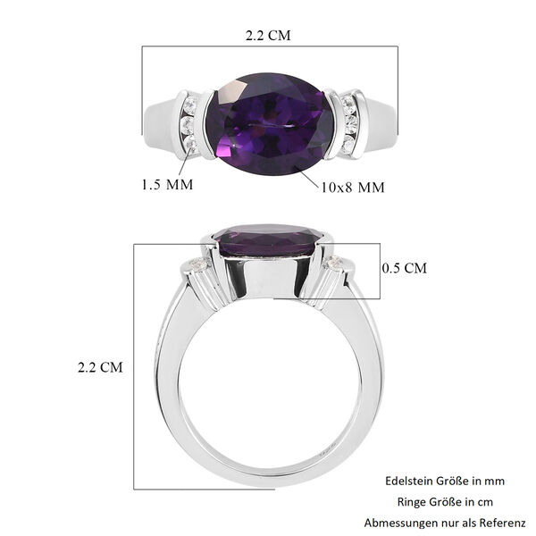 AAA Marokkanischer Amethyst und Zirkon Ring 925 Silber Platin-Überzug image number 6