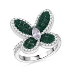 JCK Vegas Designer Schmuck Weißer Zirkonia, Grüner Zirkonia Ring 925 Silber rhodiniert (Größe 17.00) 2.65 ct