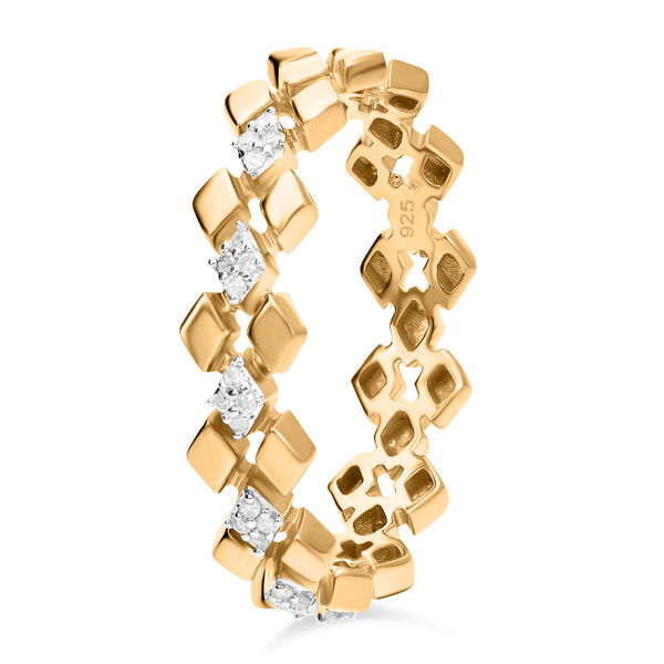 Wei&szlig;er Diamant Ring, 925 Silber Gelbgold Vermeil - 0,14 ct. image number 2