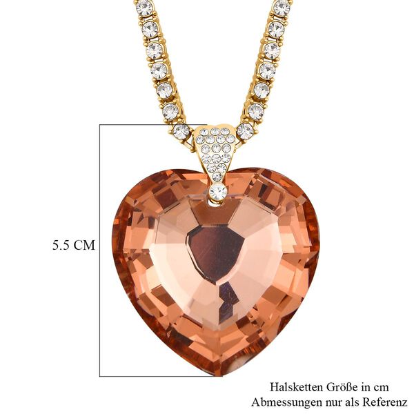 Pfirsichfarbene und weiße Kristall-Halskette, 20 cm image number 5