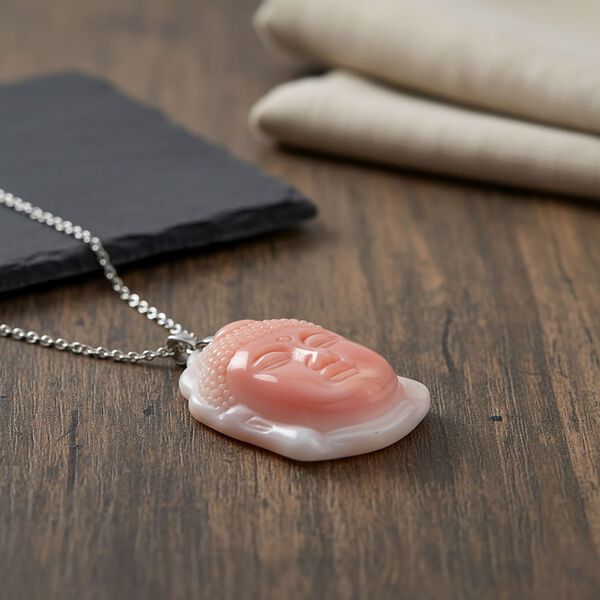 D'Joy Natürlicher Rosa Königsmuschel Perle Anhänger mit 50cm Kette - 92,50 ct. image number 3