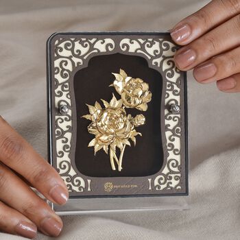 EXKLUSIVES ANGEBOT - 999er Gold-Dekor mit Rosenblume-Motiv