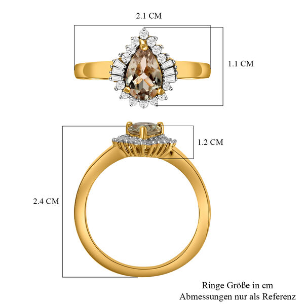 AAA Turkizit und wei&szlig;er Diamant-Ring, 925 Silber Gelbgold Vermeil  ca. 1,08 ct image number 7