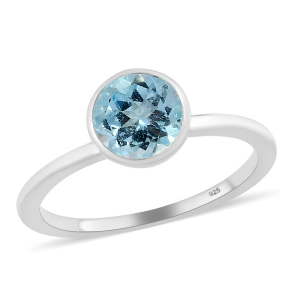 Himmelblauer Topas Solit&auml;r Ring 925 Silber  ca. 0,99 ct image number 4