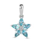 Paraiba-Apatit, Weißer Zirkon Anhänger 925 Silber platiniert ca. 1.14 ct