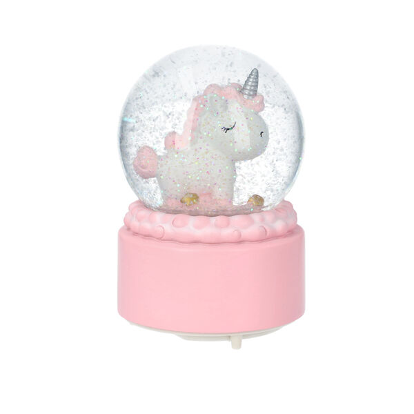 Schneekugel Musik und Licht, 15x10 cm, Einhorn, Rosa image number 2