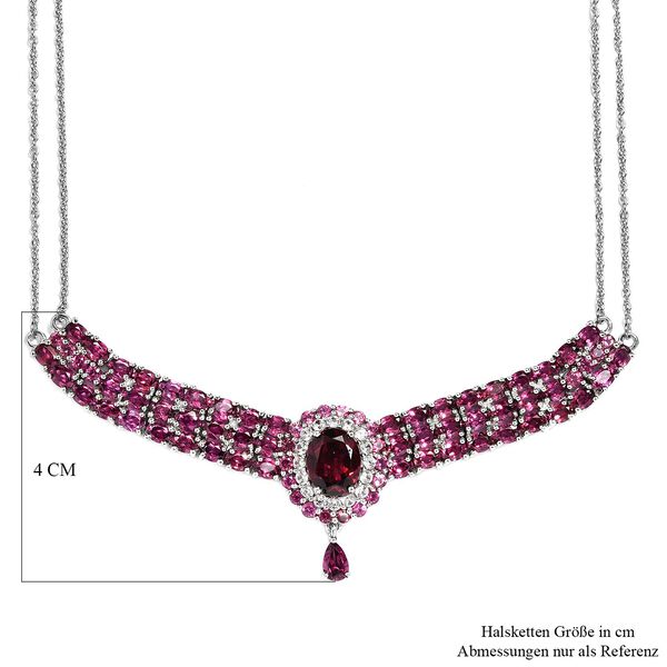 Rhodolith Granat-Collier, ca. 45 cm, 925 Silber platiniert ca. 17.57 ct image number 6