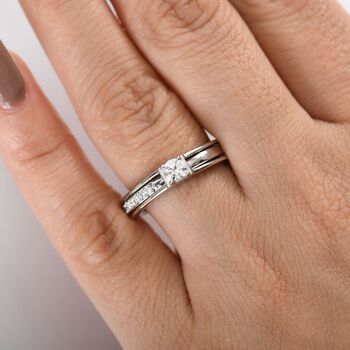 2er-Set Moissanit Ringe, 925 Silber rhodiniert - 0,48 ct.