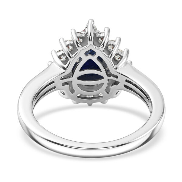 Masoala Saphir und Zirkon Halo Ring, 925 Silber platiniert, 3,11 ct. image number 6