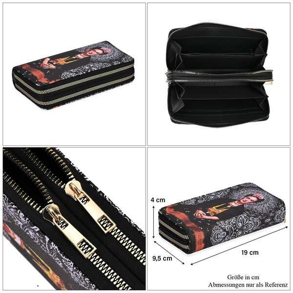Frieda Kahlo Brieftasche mit doppeltem Reißverschluss und RFID-Schutz image number 5
