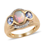 Natürlicher, äthiopischer Opal und Tansanit-Ring, 925 Silber Gelbgold Vermeil  ca. 1,73 ct image number 3