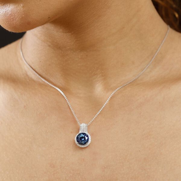 AAA Lab Grown Alexandrit, Lab Grown Diamant Anhänger 417 Gold ca. 5.35 ct image number 2