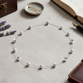 D'Joy AAA wei&szlig;e Edison Perle 50cm Halskette