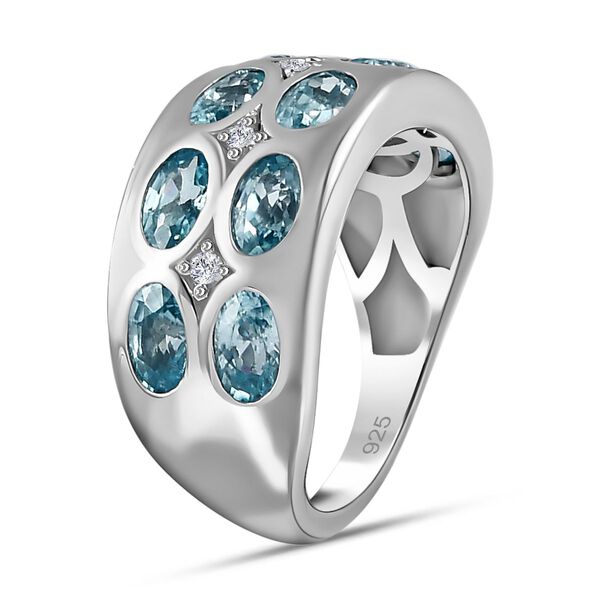 Kambodschanischer blauer und wei&szlig;er Zirkon-Ring - 3,73 ct. image number 4