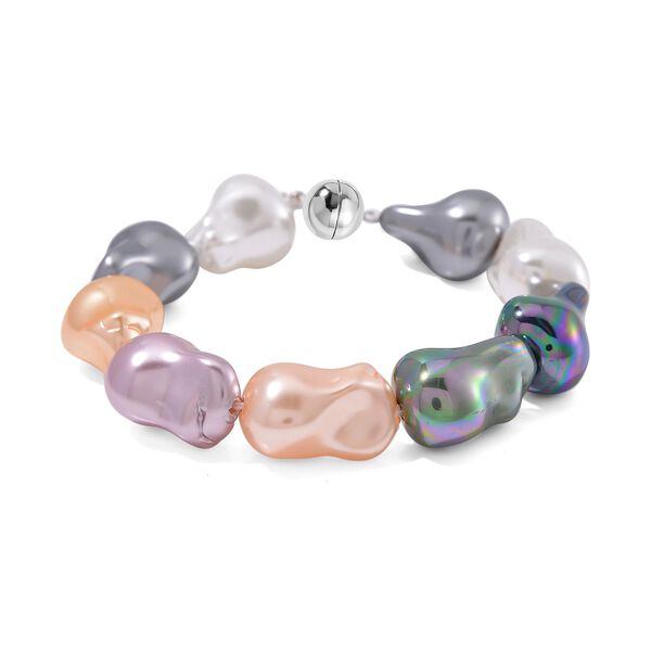 Mehrfarbiges Muschelkernperle Armband, 21,5cm image number 0