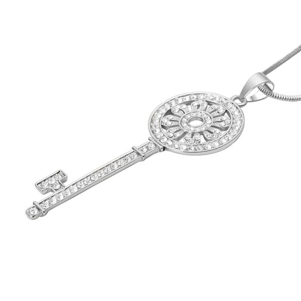 Wei&szlig;er Kristall-Anh&auml;nger mit Kette in Silberton - 1,50 ct. image number 3