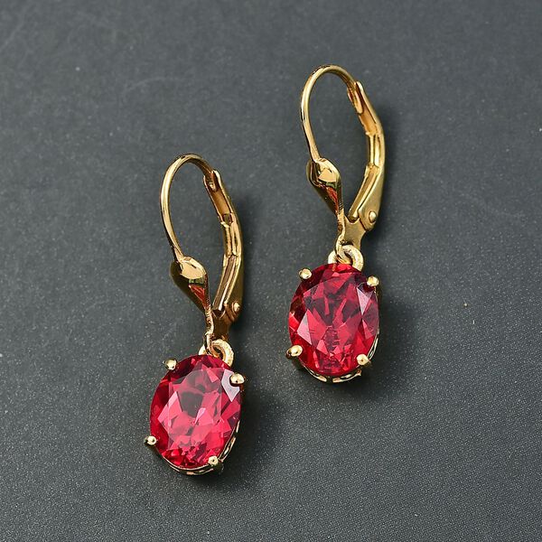 D'Joy Lab Grown Padparadscha-Saphir Ohrringe 925 Silber 750 Gelb Vergoldet ca. 5.11 ct image number 2