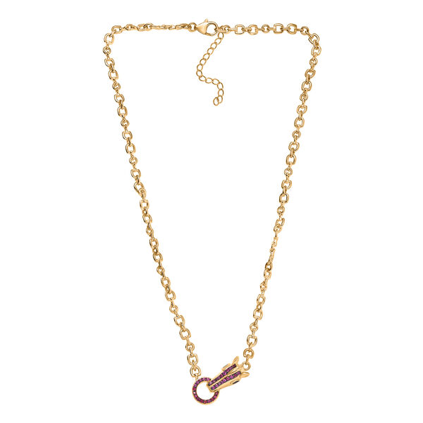 GP - Schwarzer Spinell, Nat&uuml;rlicher Rhodolith Granat Halskette ca. 45 cm 925 Silber 750 Gelbgold Vermeil ca. 1,00 ct. image number 4