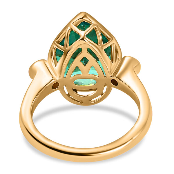 Pfau Triplett Quarz, nat&uuml;rlicher Chromdiopsid Ring 925 Silber vergoldet (Gr&ouml;&szlig;e 16.00) ca. 6.02 ct image number 6