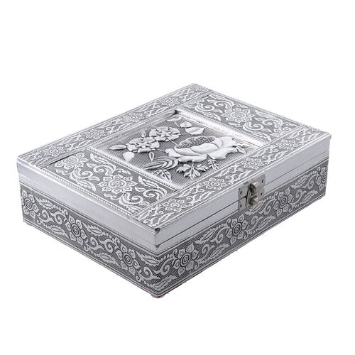3D Handgefertigte Aufbewahrungsschatulle aus Aluminium, 21x16x6,5 cm, Blume image number 0
