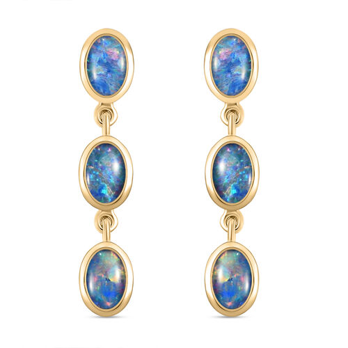 Boulder Opal Triplett Ohrhänger in Silber image number 0