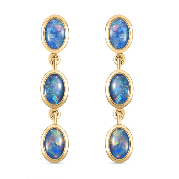 Boulder Opal Triplett Ohrh&auml;nger in Silber