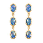 Boulder Opal Triplett-Ohrringe, 925 Silber vergoldet ca. 2,23 ct