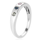 Mehrfarbig Saphir 5 Stein Band Ring 925 Silber Platin-Überzug image number 4