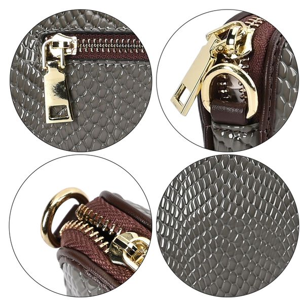 Chaose by Elsie - Echtleder Crossbody Tasche Schlangen-Prägung, Cognac image number 6