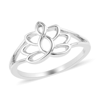 Lotosblumen Ring, 925 Silber platiniert