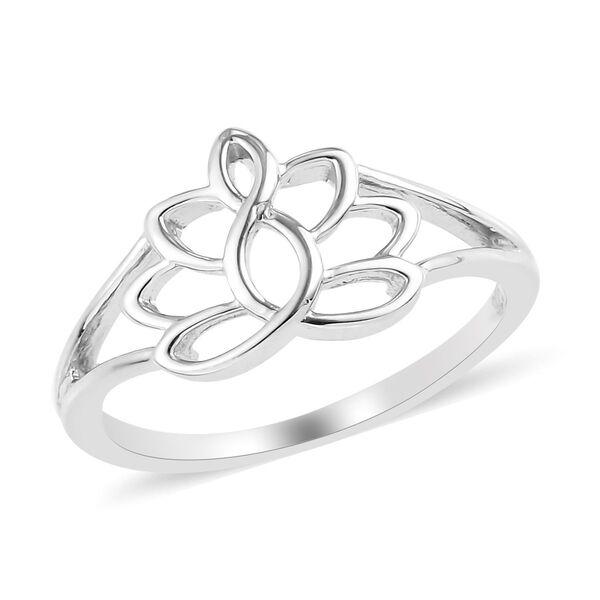 Lotosblumen Ring, 925 Silber platiniert image number 4