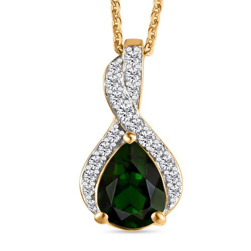 Natürlicher Chrom Turmalin und weißer Zirkon-Anhänger mit Kette - 1,18 ct. image number 0