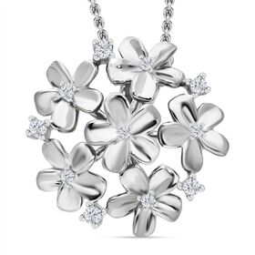Weißer Diamant Anhänger, 925 Silber platiniert - 0,10 ct.