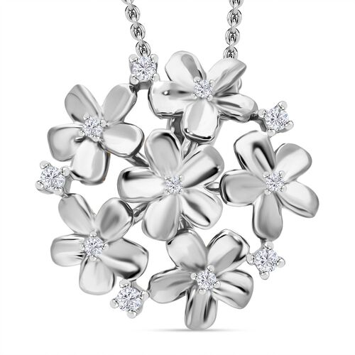 Weißer Diamant Anhänger, 925 Silber platiniert - 0,10 ct. image number 0