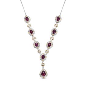 Königlicher Glamour- AAA Afrikanischer Rubin (Fissure gefüllt) Halskette ca. 45 cm 925 Silber rhodiniert ca. 13.88 ct